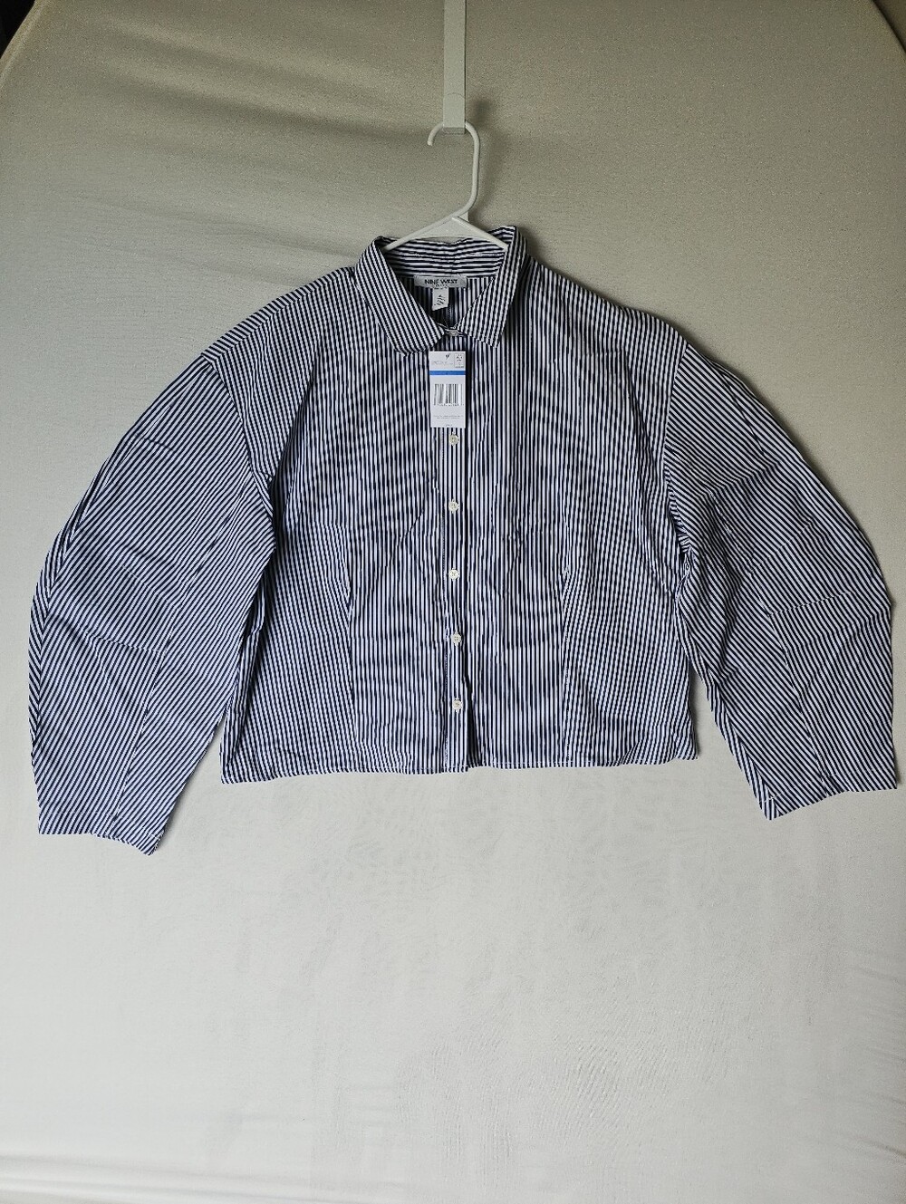 New NINE WEST JEANS Shirt with Tags, Blue and White Stripes, Size XL - Picture 4 of 16